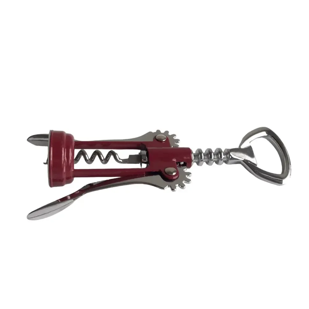 Corkscrew Wine Opener Metal Red Silver Bar Cart Serving Tool Barware Home Gift